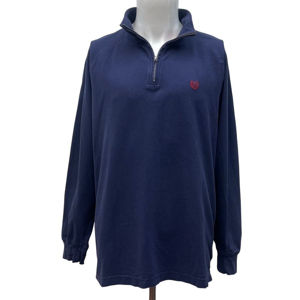 Chaps Quarter Zip Pullover Large Navy Stretch‎ Golf Casual Logo